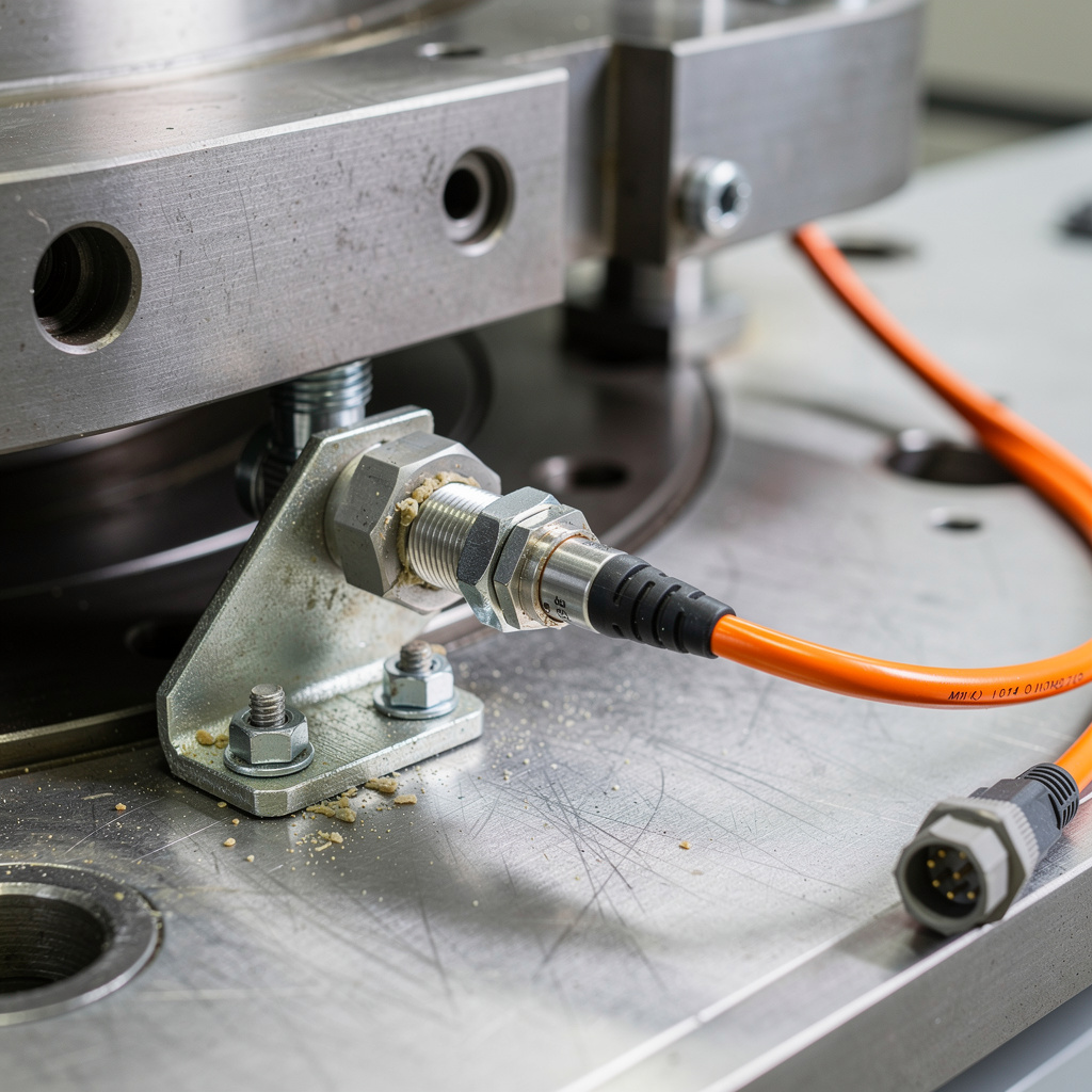 Capteur inductif M12 déréglé — écrou de blocage desserré